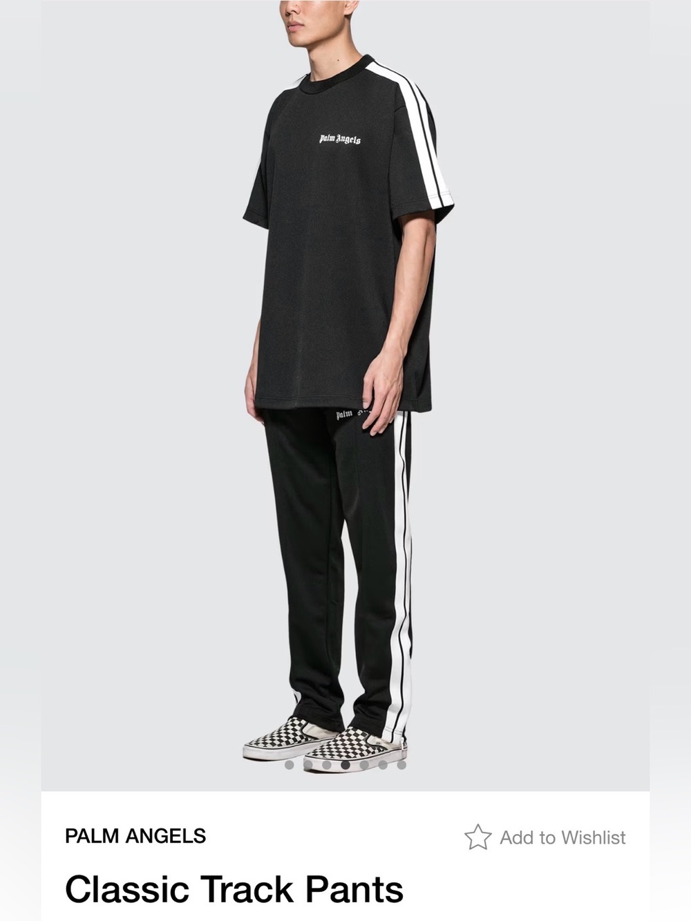 Palm Angels Track Pants Men's Unisex Large Black White Striped Side Zips